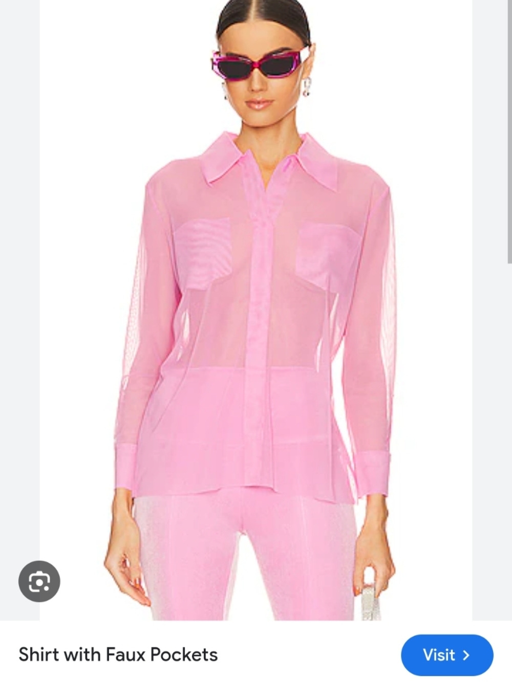 Norma Kamali Sheer Light Pink Button-Down Shirt
